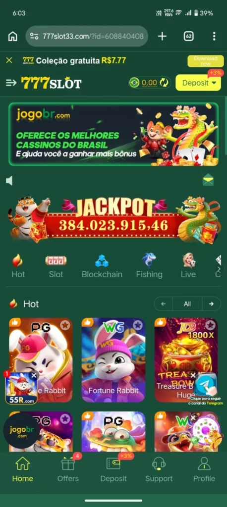 The 777slot.com app interface shows the game lobby, wallet balance, and multiple casino-style games on Android.