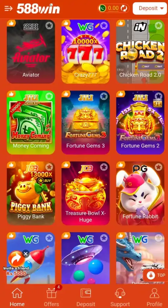 588win Game APK interface showing casino games, fast withdrawal options, and easy mobile gameplay.